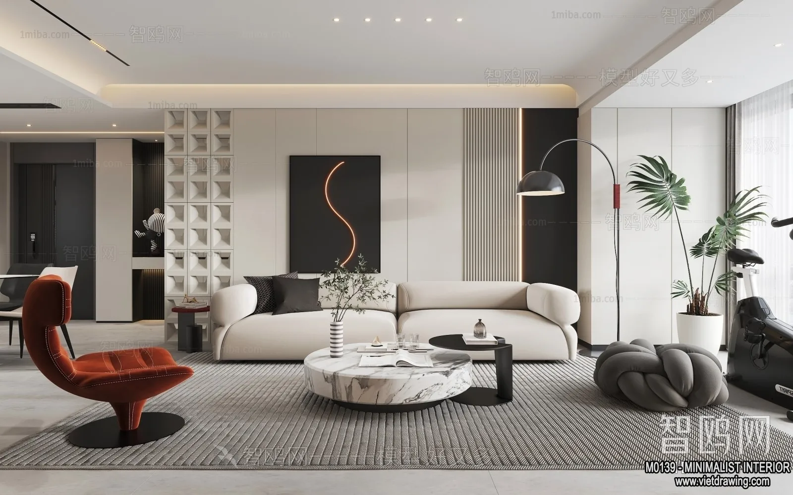 Living Room - Minimalist Style - 3D Interior Scene - 130