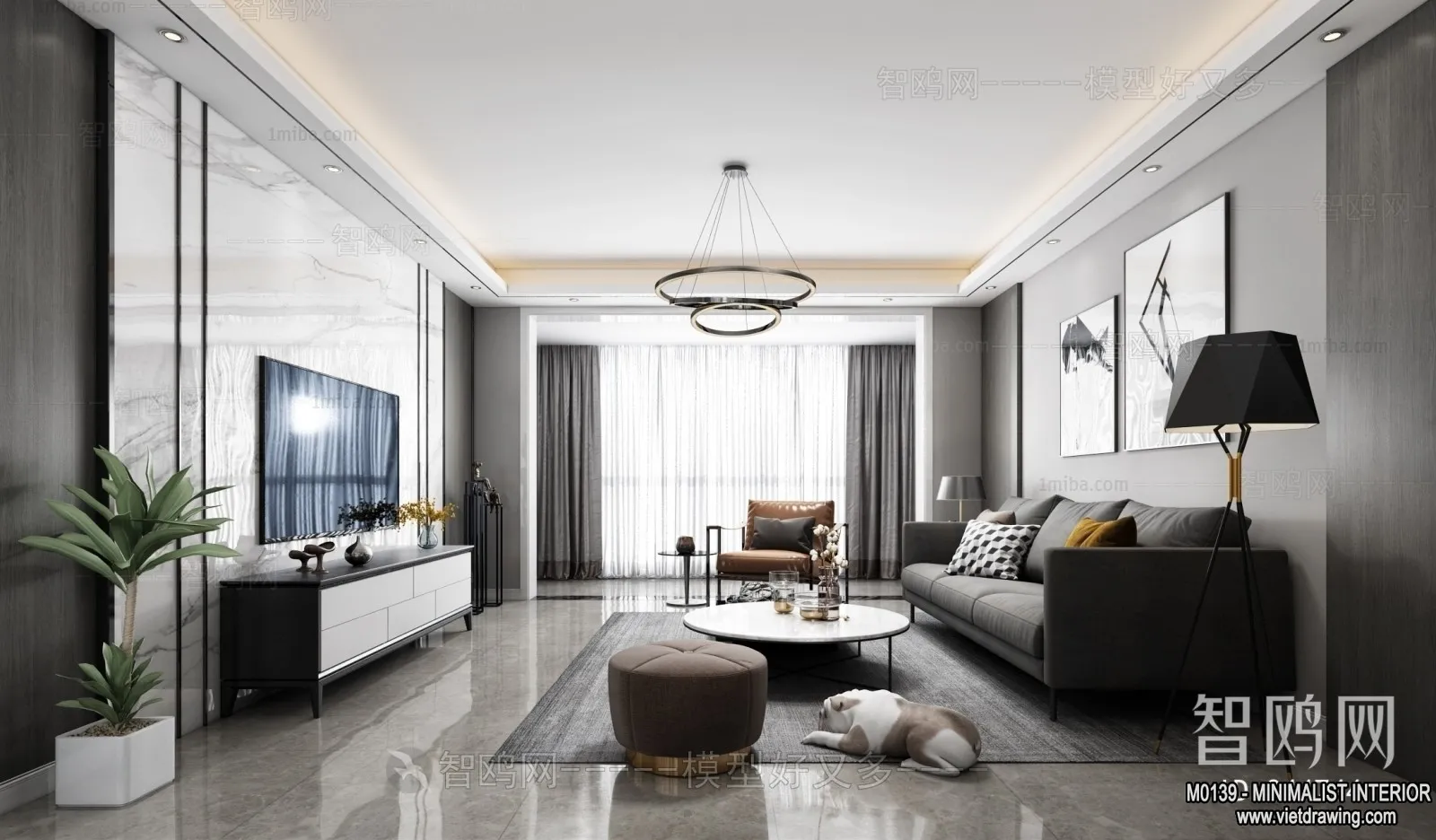 Living Room - Minimalist Style - 3D Interior Scene - 151