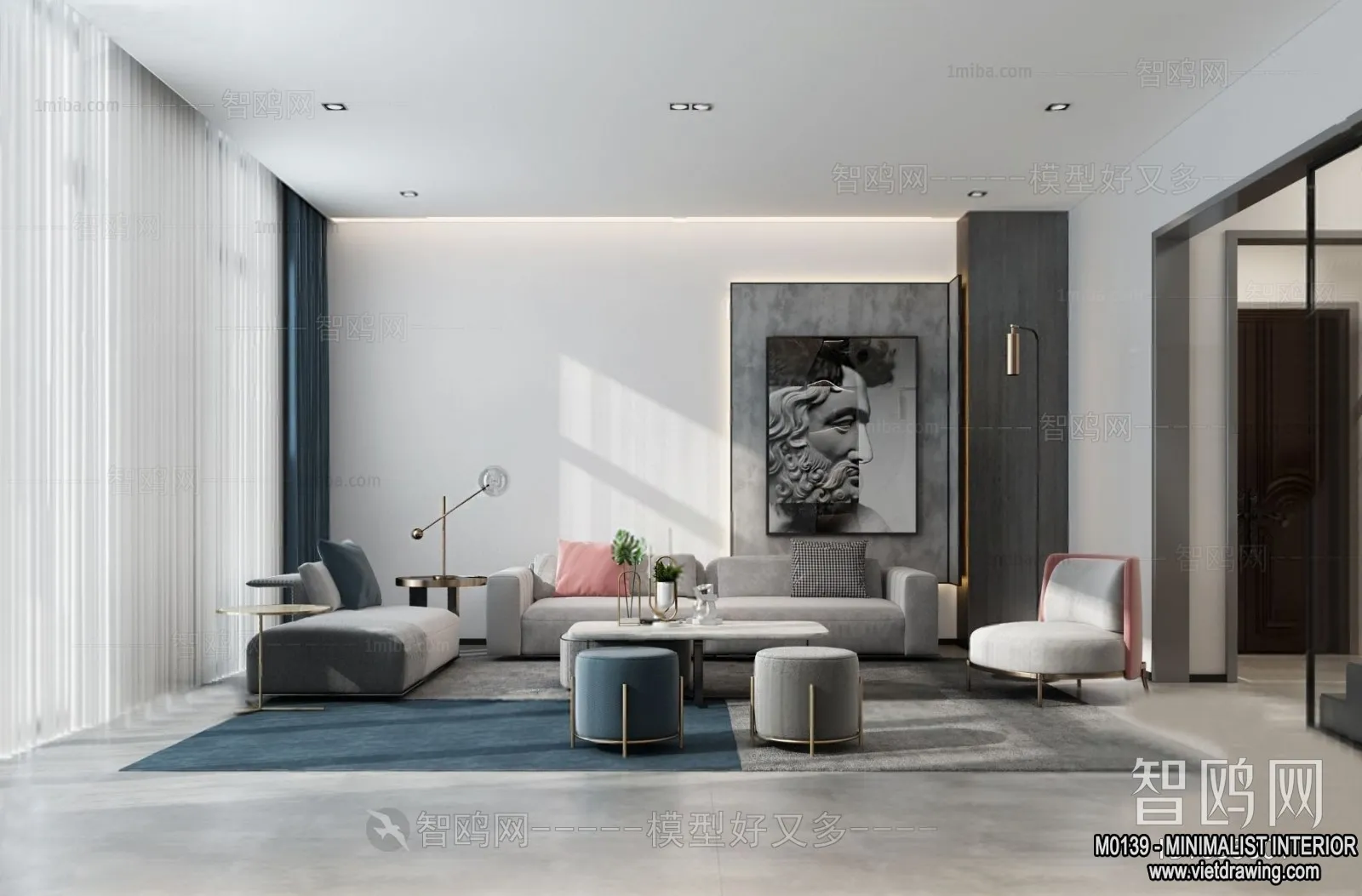 Living Room - Minimalist Style - 3D Interior Scene - 170