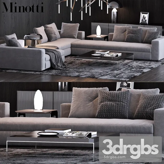 Living Room Minotti Set 01 3D Model Free