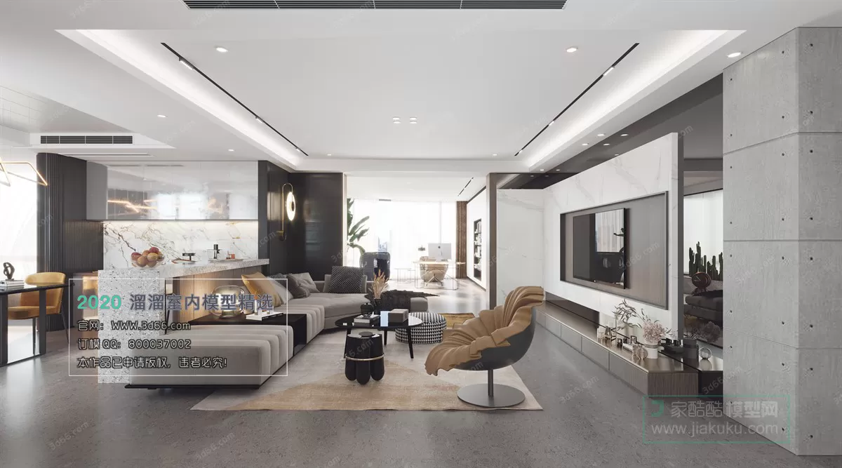 LIVING ROOM - MODERN STYLE - 3D MODELS