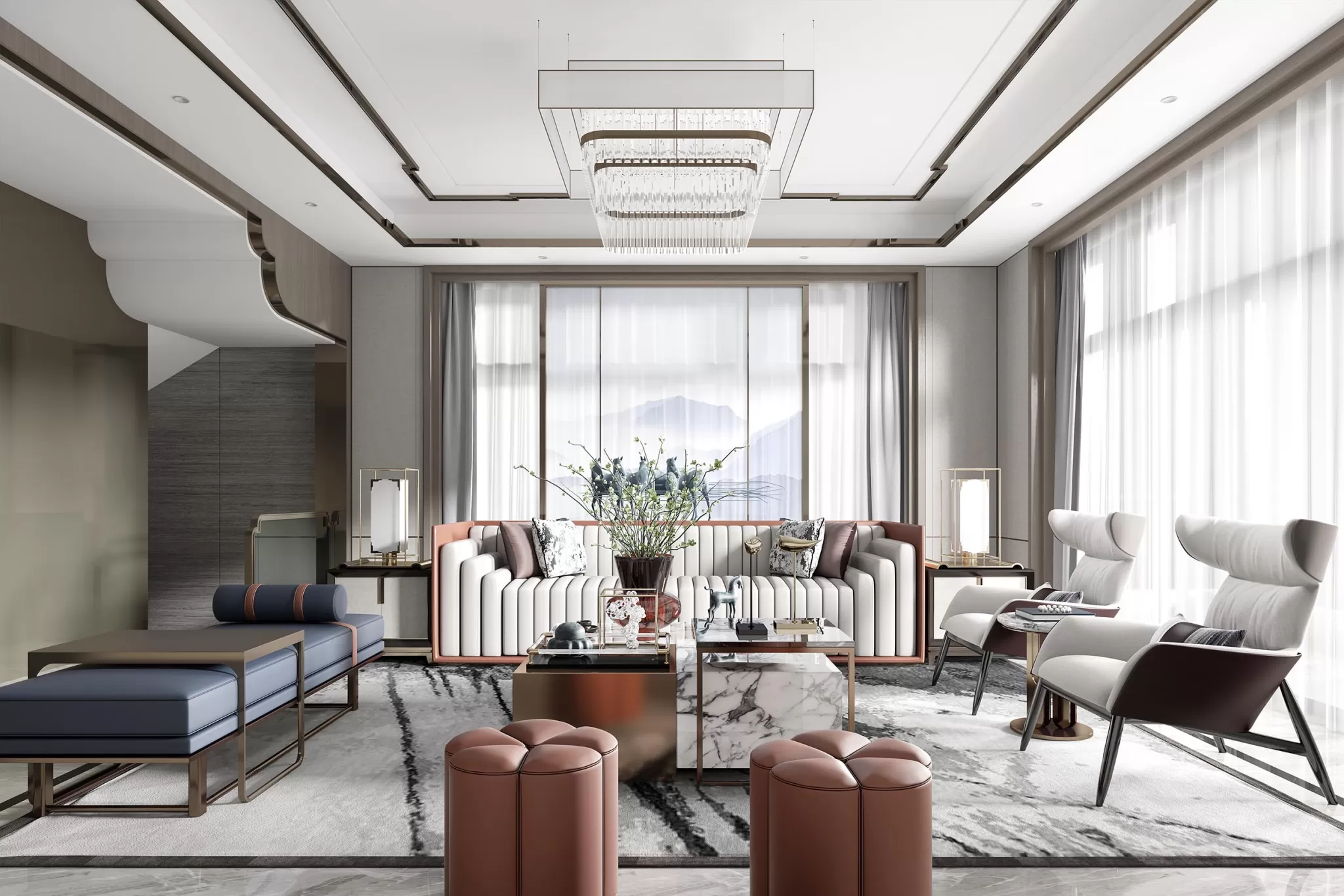 LIVING ROOM - MODERN STYLE - 3D SCENE - 022