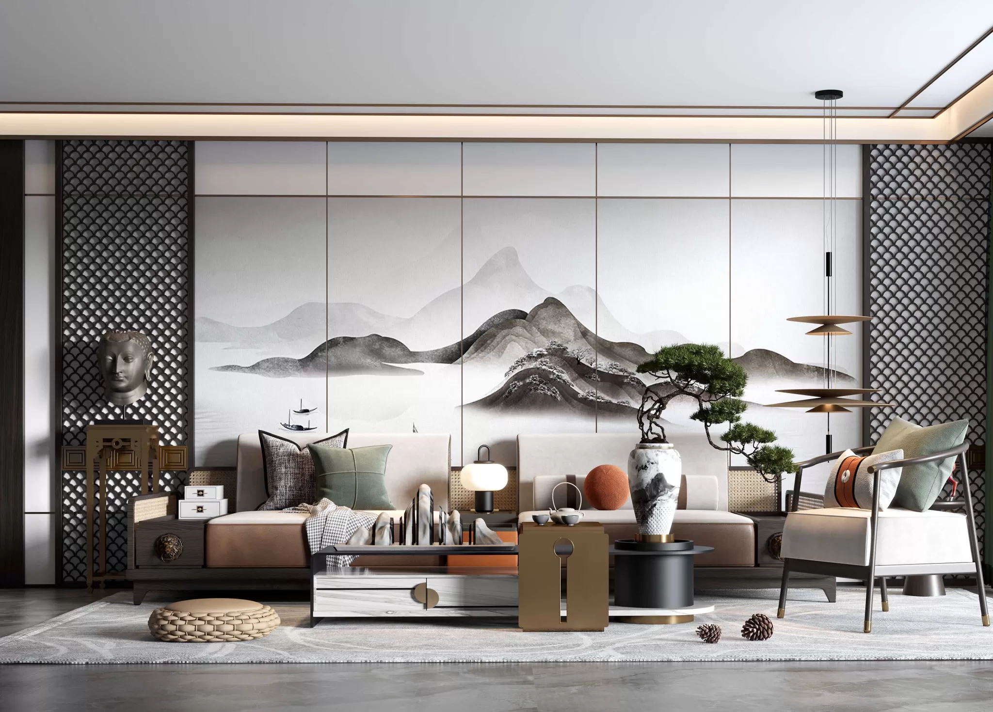 LIVING ROOM - MODERN STYLE - 3D SCENE - 023