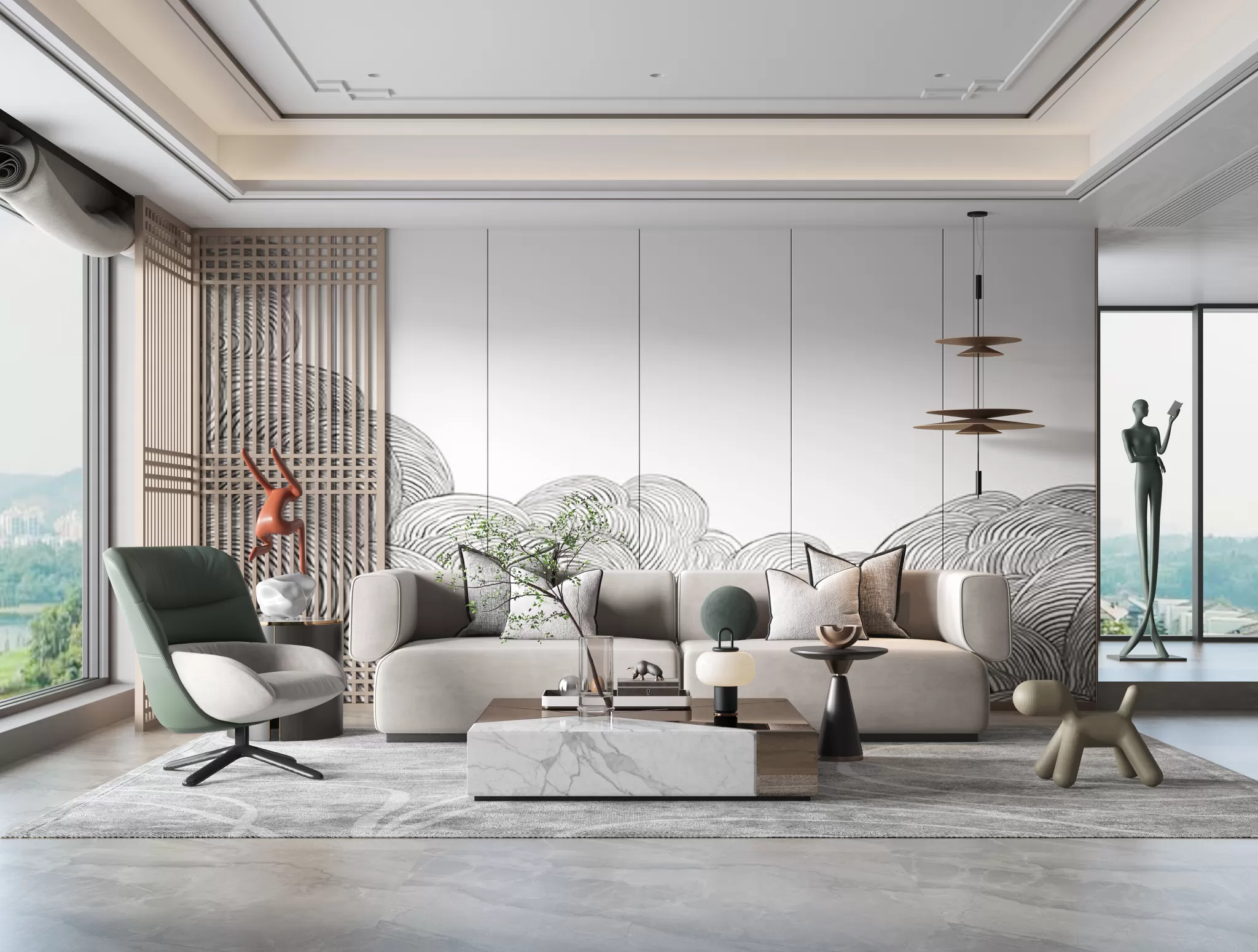 LIVING ROOM - MODERN STYLE - 3D SCENE - 024