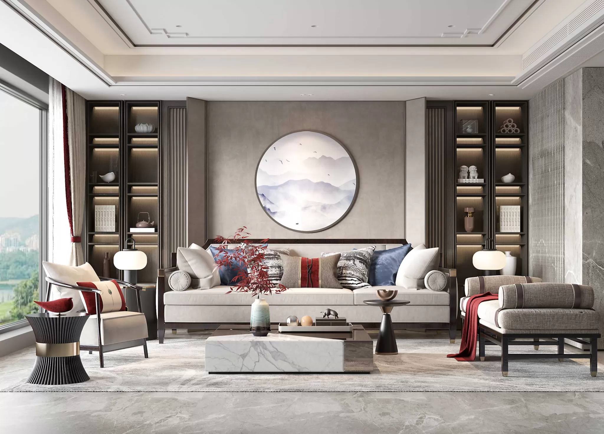 LIVING ROOM - MODERN STYLE - 3D SCENE - 025