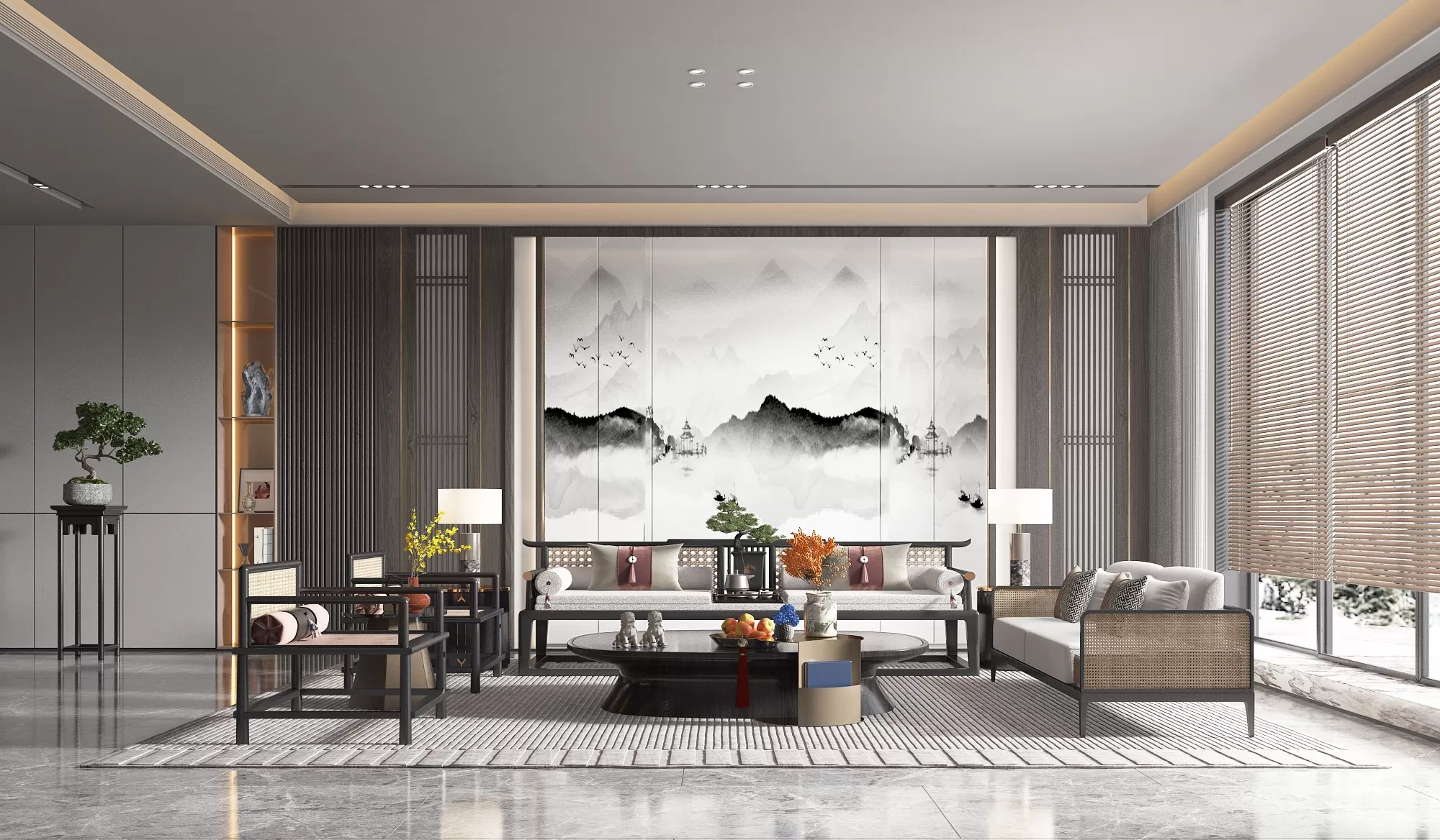 LIVING ROOM – MODERN STYLE – 3D SCENE – 034