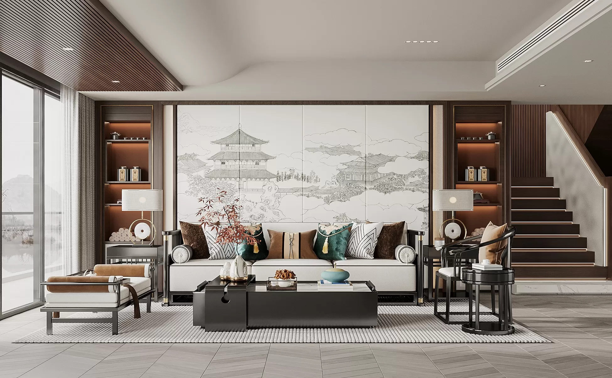 LIVING ROOM - MODERN STYLE - 3D SCENE - 035
