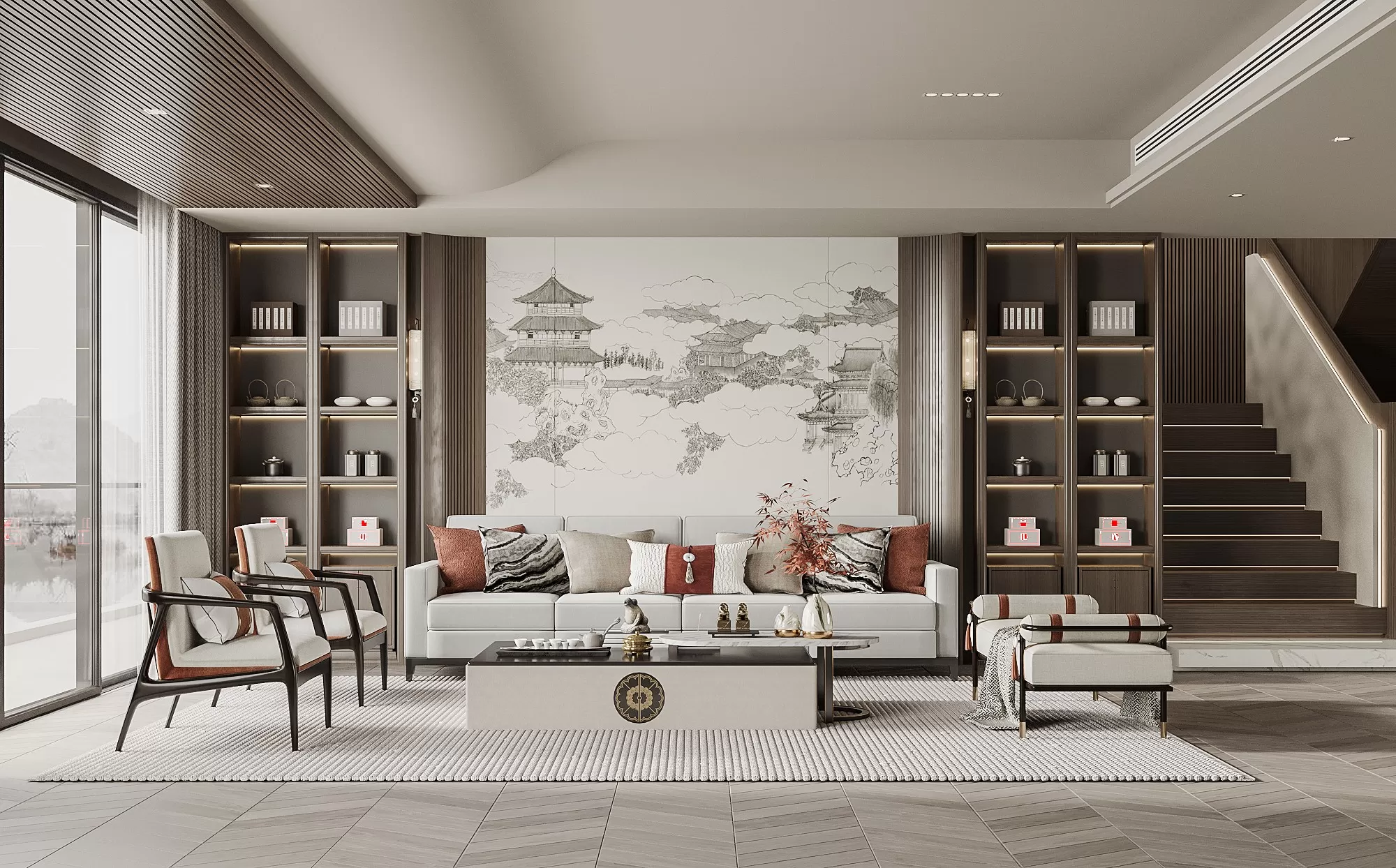 LIVING ROOM - MODERN STYLE - 3D SCENE - 036