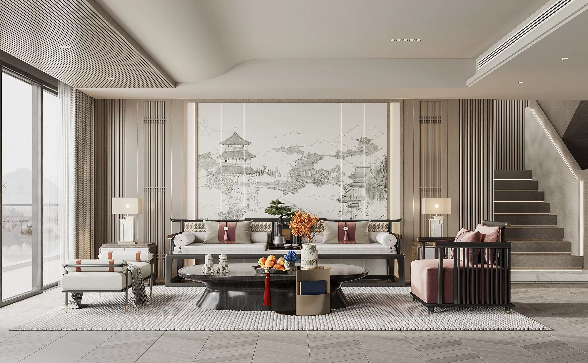 LIVING ROOM - MODERN STYLE - 3D SCENE - 037