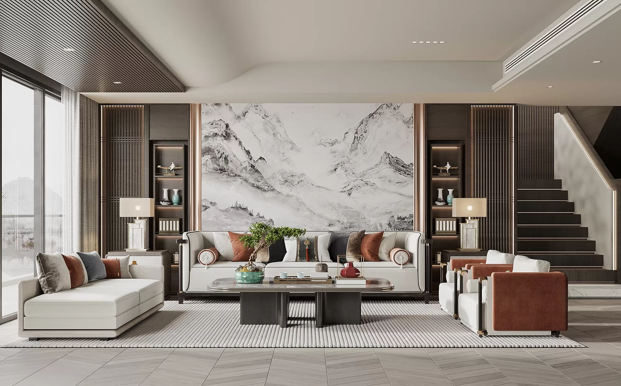 LIVING ROOM - MODERN STYLE - 3D SCENE - 038