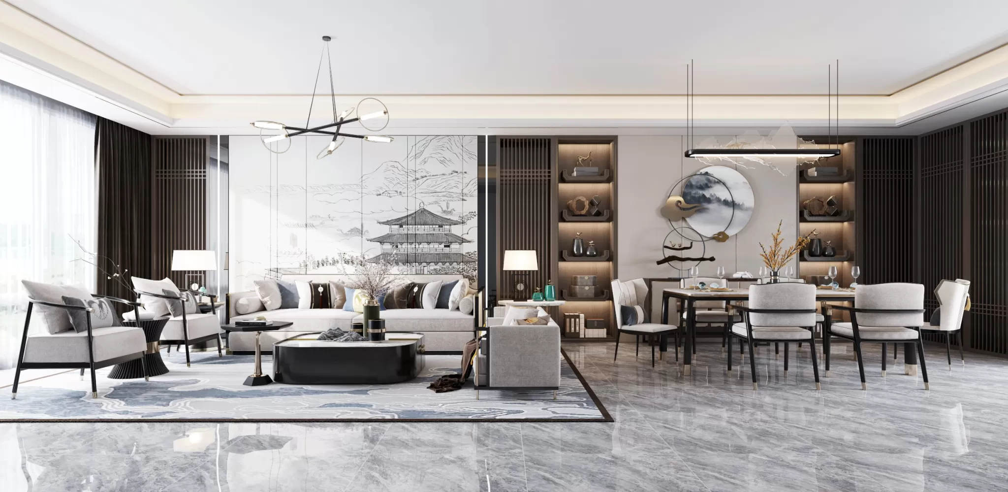 LIVING ROOM - MODERN STYLE - 3D SCENE - 039