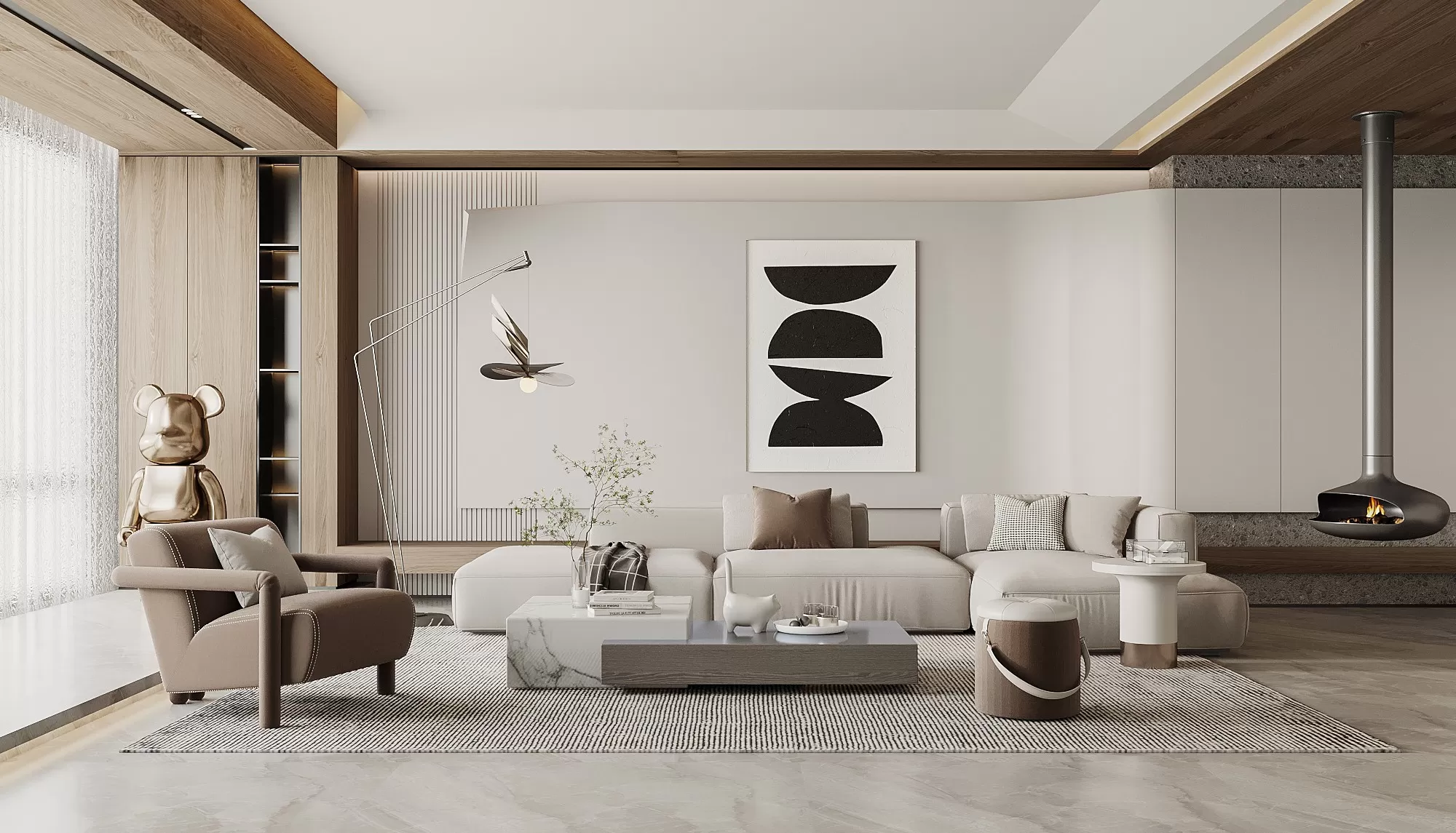 LIVING ROOM - MODERN STYLE - 3D SCENE - 043