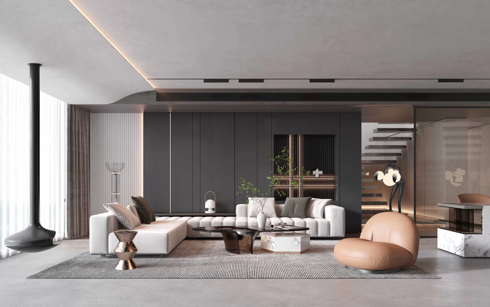 LIVING ROOM - MODERN STYLE - 3D SCENE - 065