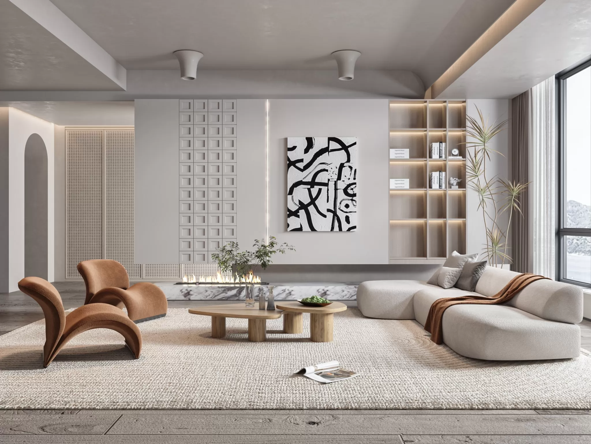 LIVING ROOM - MODERN STYLE - 3D SCENE - 071