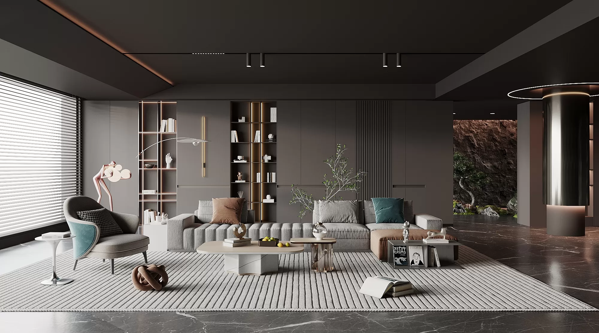 LIVING ROOM - MODERN STYLE - 3D SCENE - 076