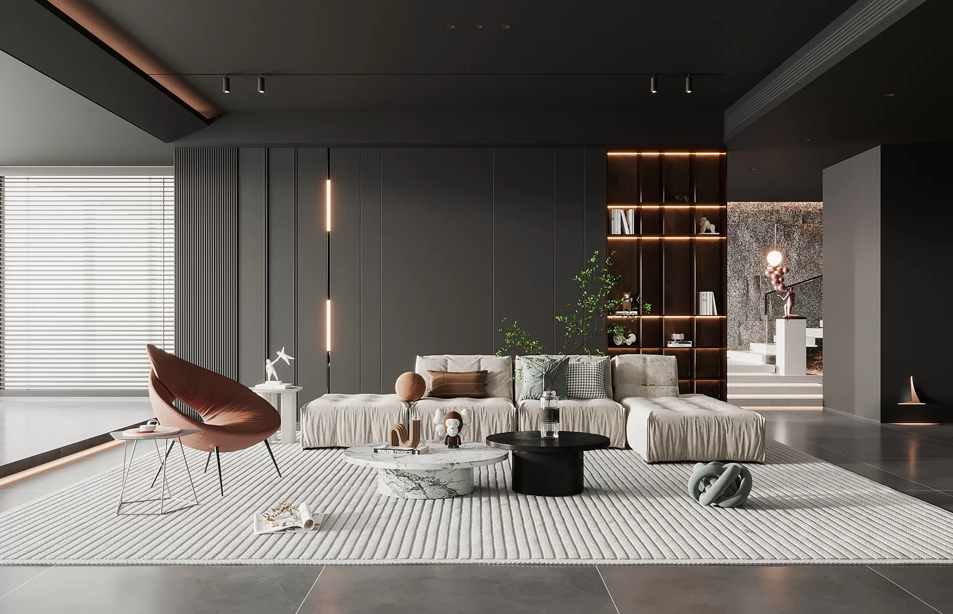 LIVING ROOM - MODERN STYLE - 3D SCENE - 077