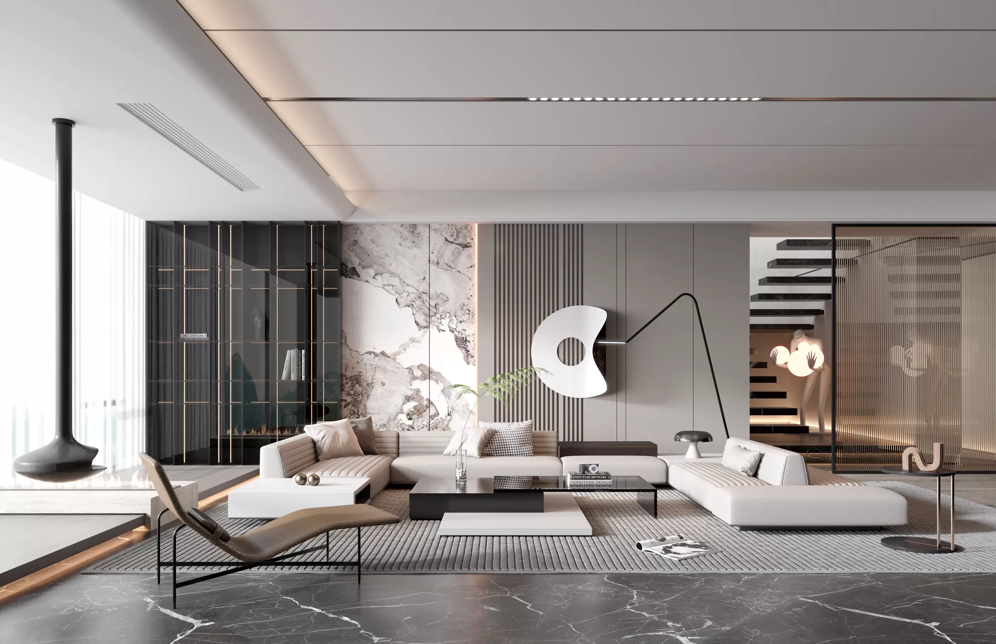 LIVING ROOM - MODERN STYLE - 3D SCENE - 079