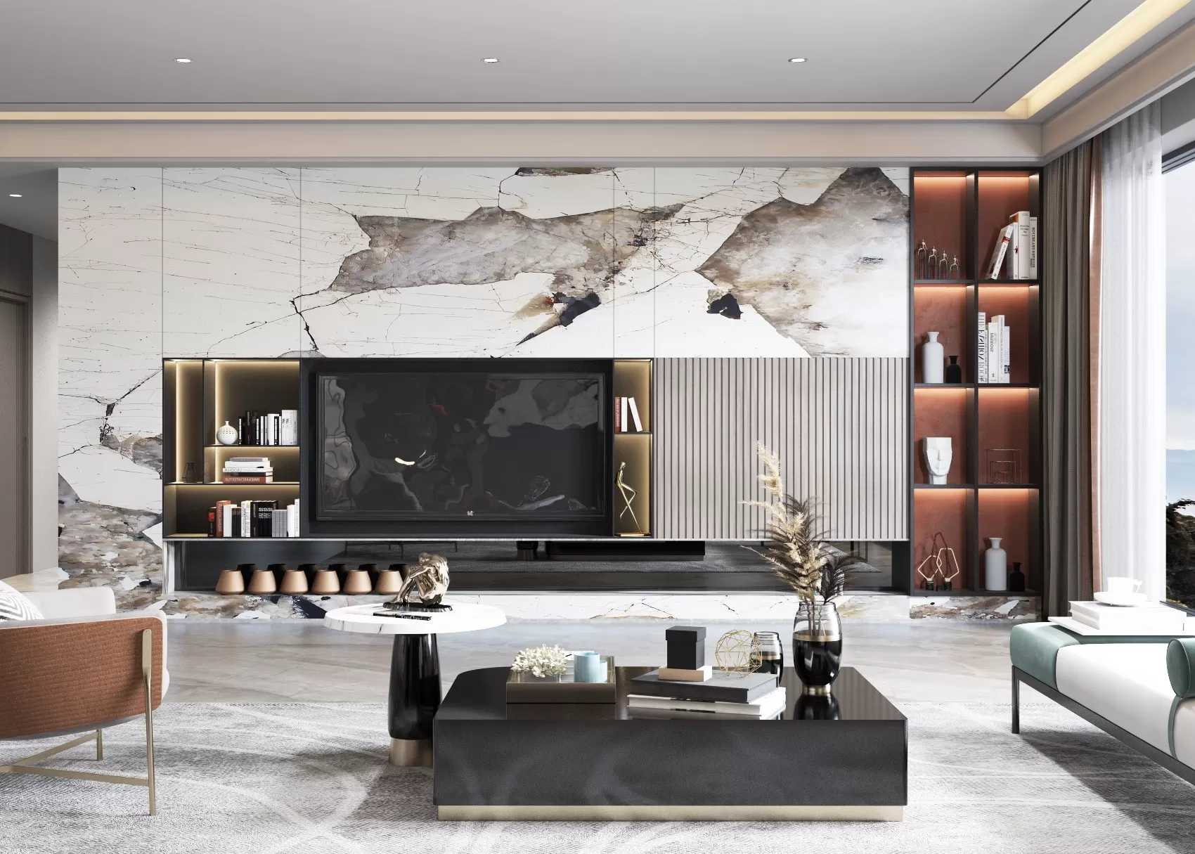 LIVING ROOM - MODERN STYLE - 3D SCENE - 081