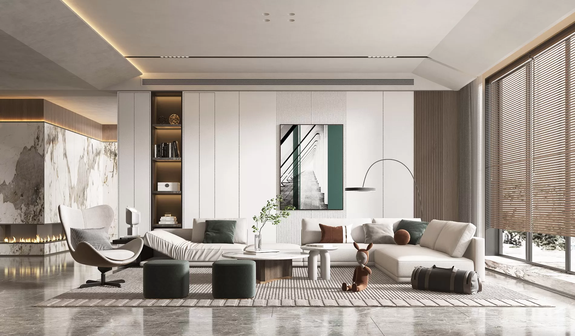 LIVING ROOM - MODERN STYLE - 3D SCENE - 083