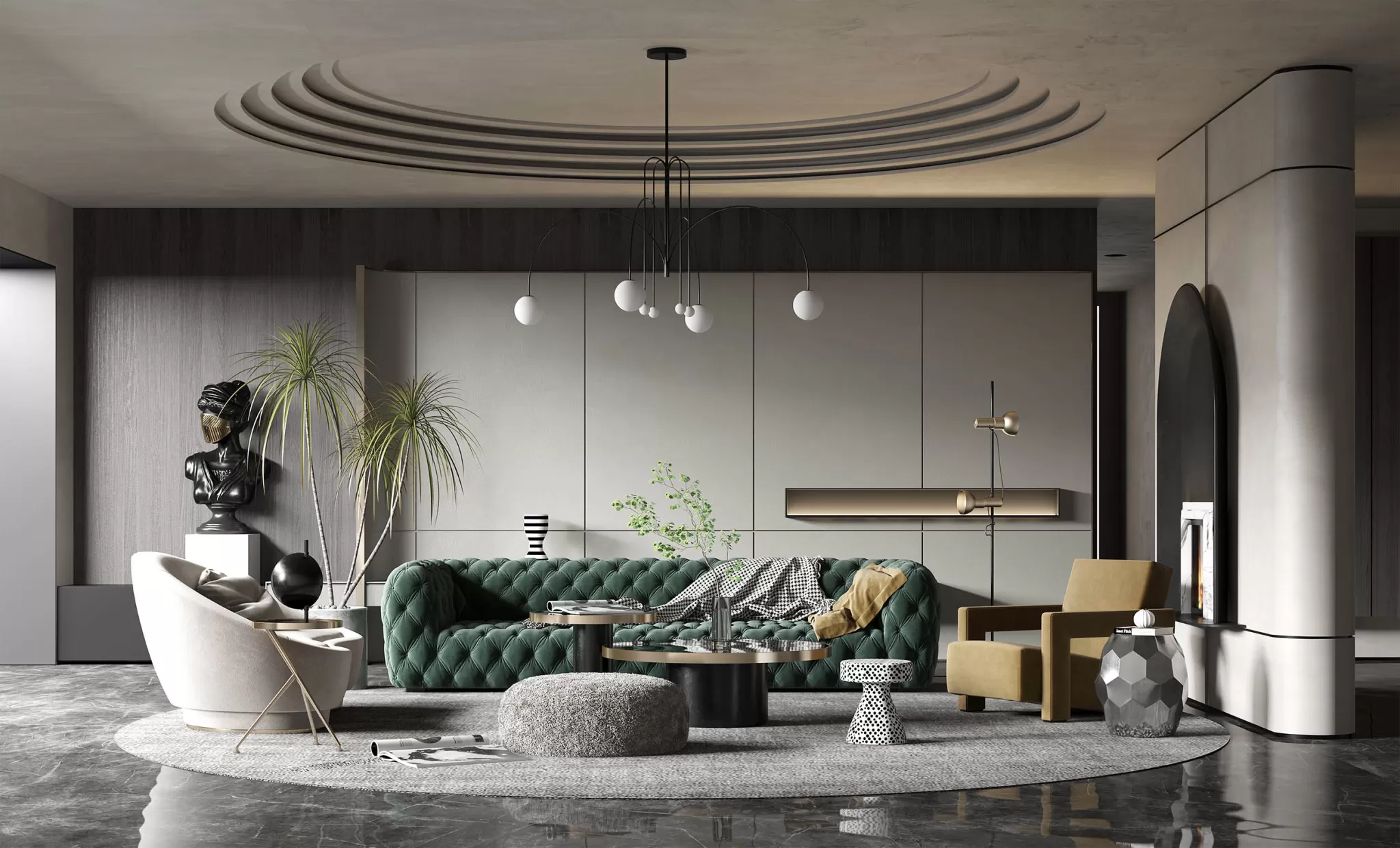 LIVING ROOM - MODERN STYLE - 3D SCENE - 085