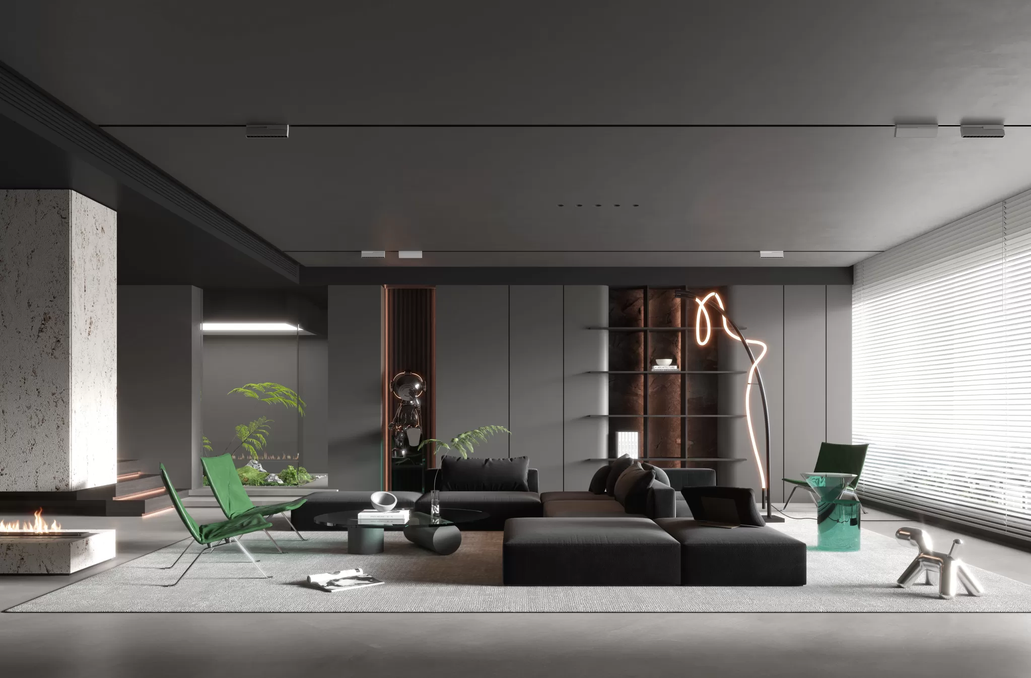 LIVING ROOM - MODERN STYLE - 3D SCENE - 088