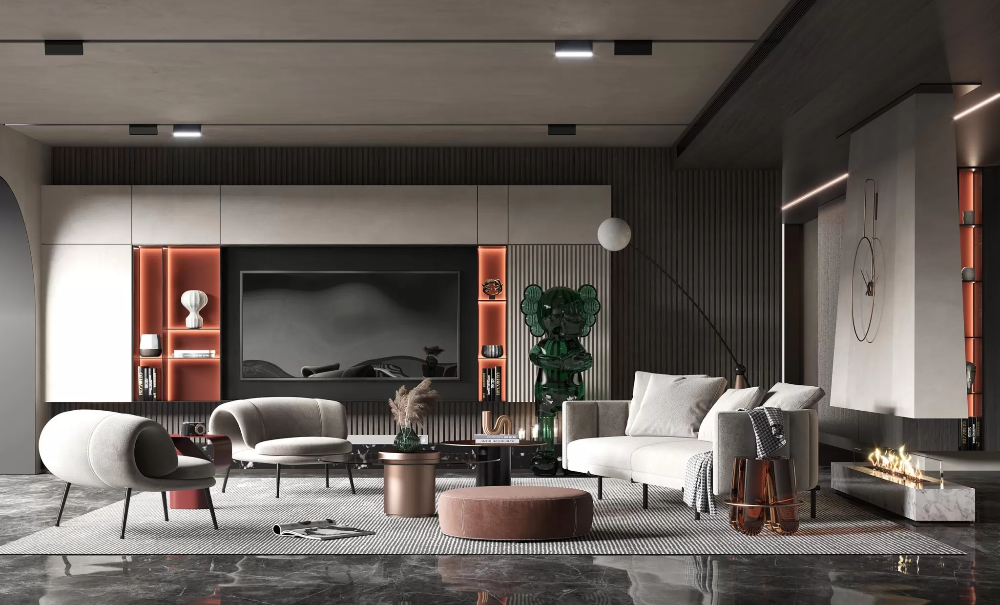LIVING ROOM - MODERN STYLE - 3D SCENE - 091