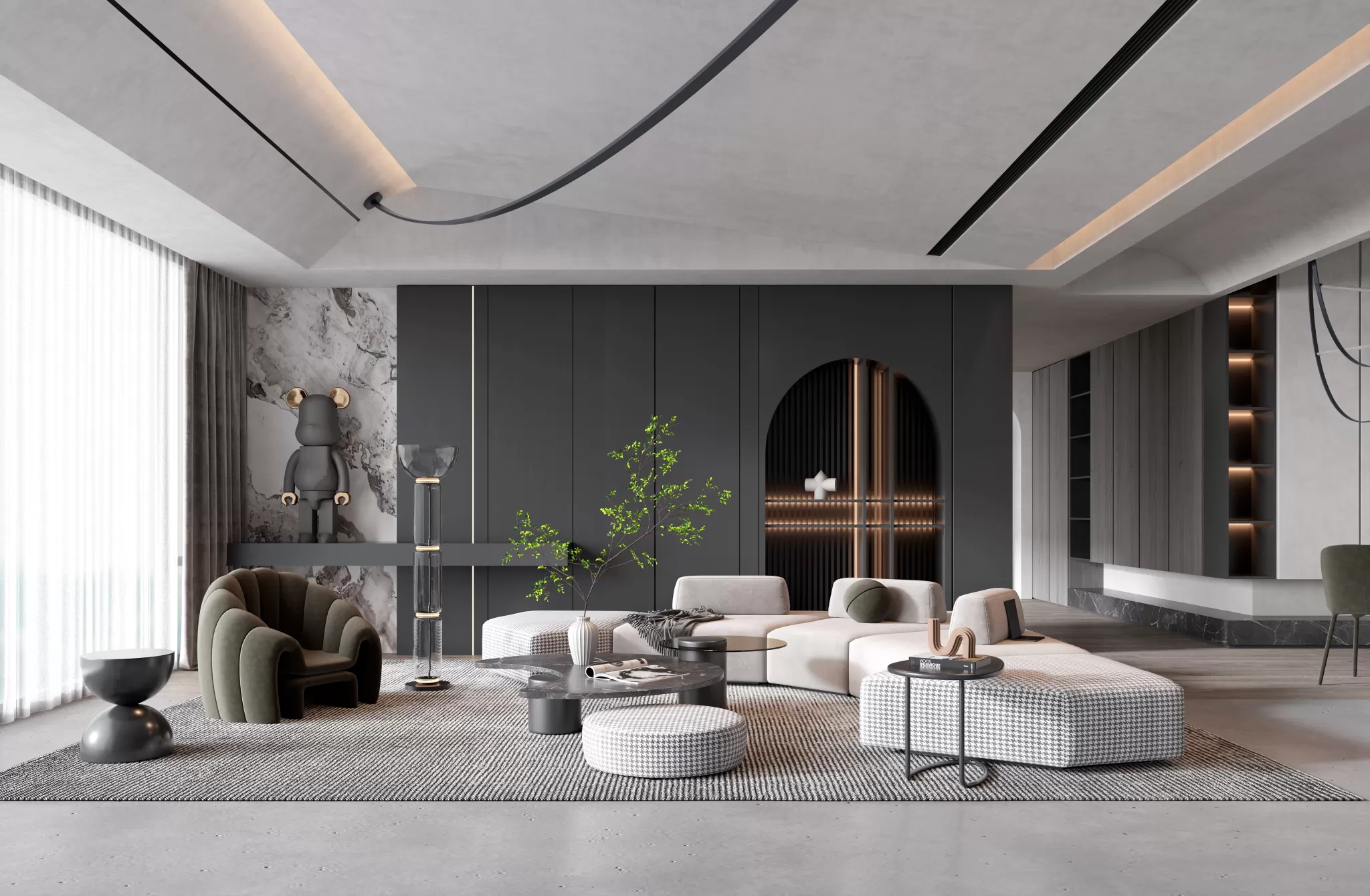 LIVING ROOM - MODERN STYLE - 3D SCENE - 095