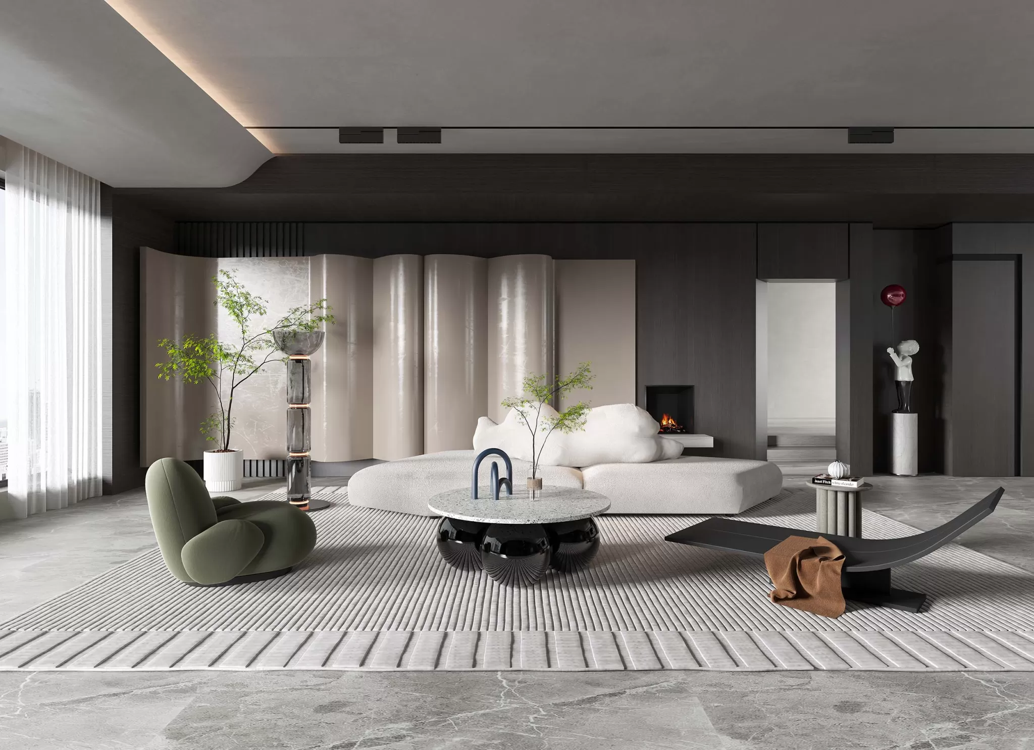 LIVING ROOM - MODERN STYLE - 3D SCENE - 096