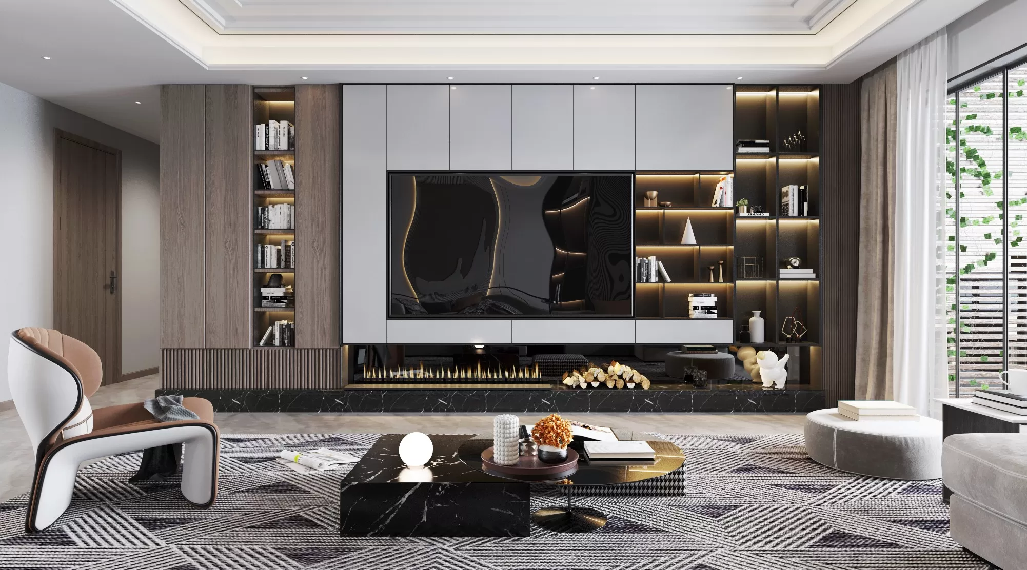 LIVING ROOM - MODERN STYLE - 3D SCENE - 107