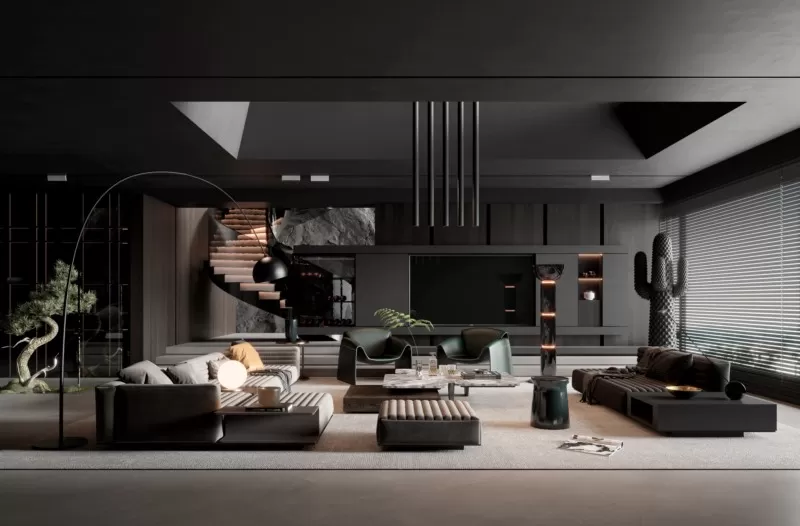 LIVING ROOM - MODERN STYLE - 3D SCENE - 166