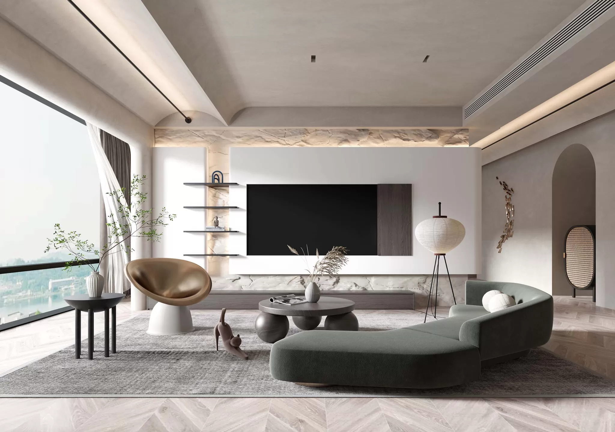 LIVING ROOM - MODERN STYLE - 3D SCENE - 181