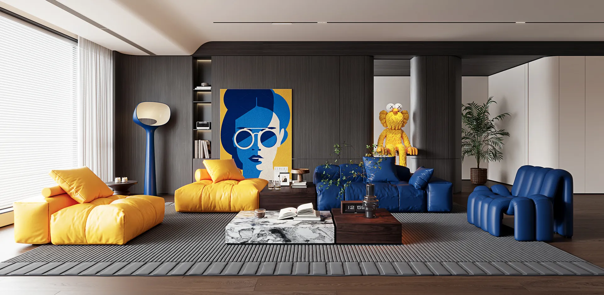 Living Room - Modern Style 3D Scenes - Interior Design - 001