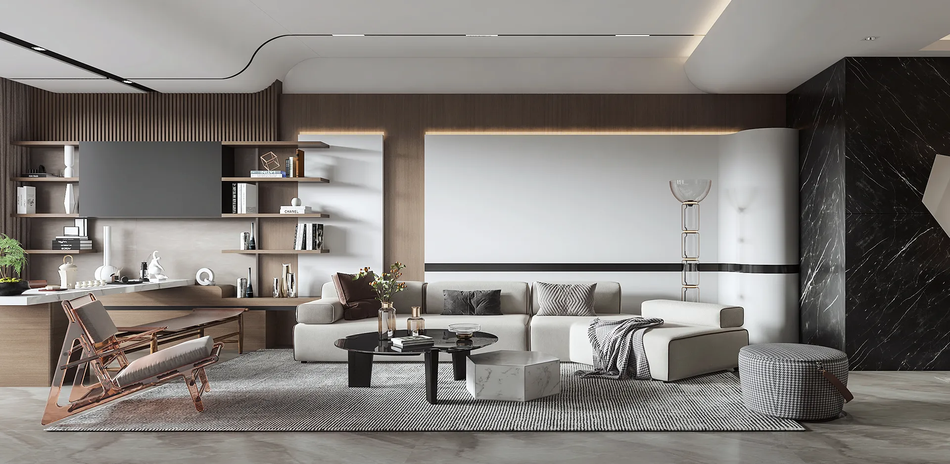 Living Room - Modern Style 3D Scenes - Interior Design - 007