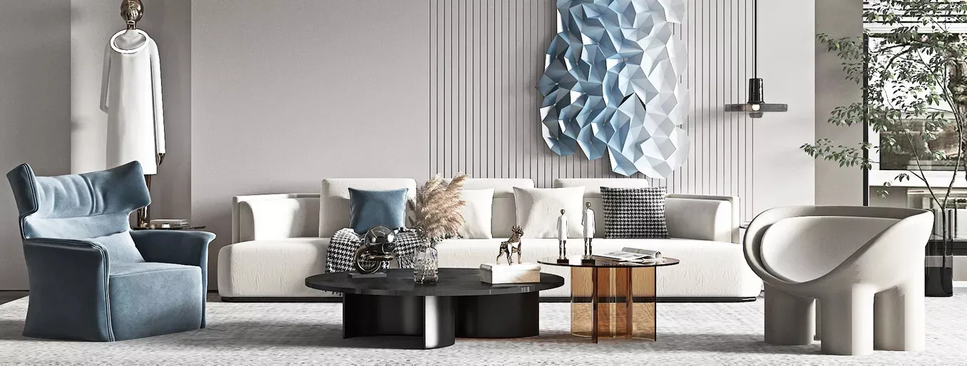 Living Room - Modern Style 3D Scenes - Interior Design - 009