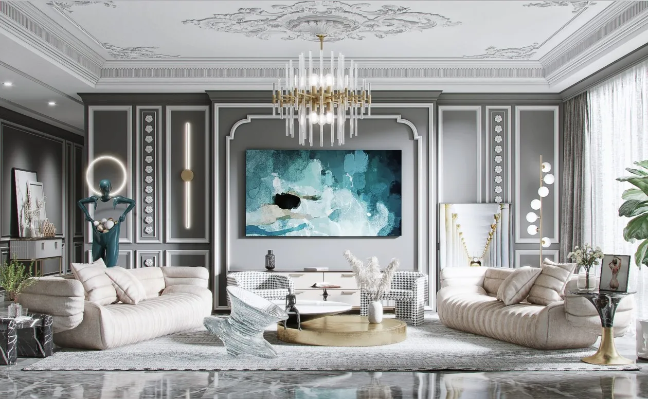 Living Room - Modern Style 3D Scenes - Interior Design - 012