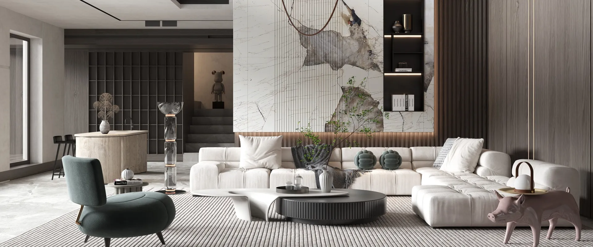 Living Room - Modern Style 3D Scenes - Interior Design - 015