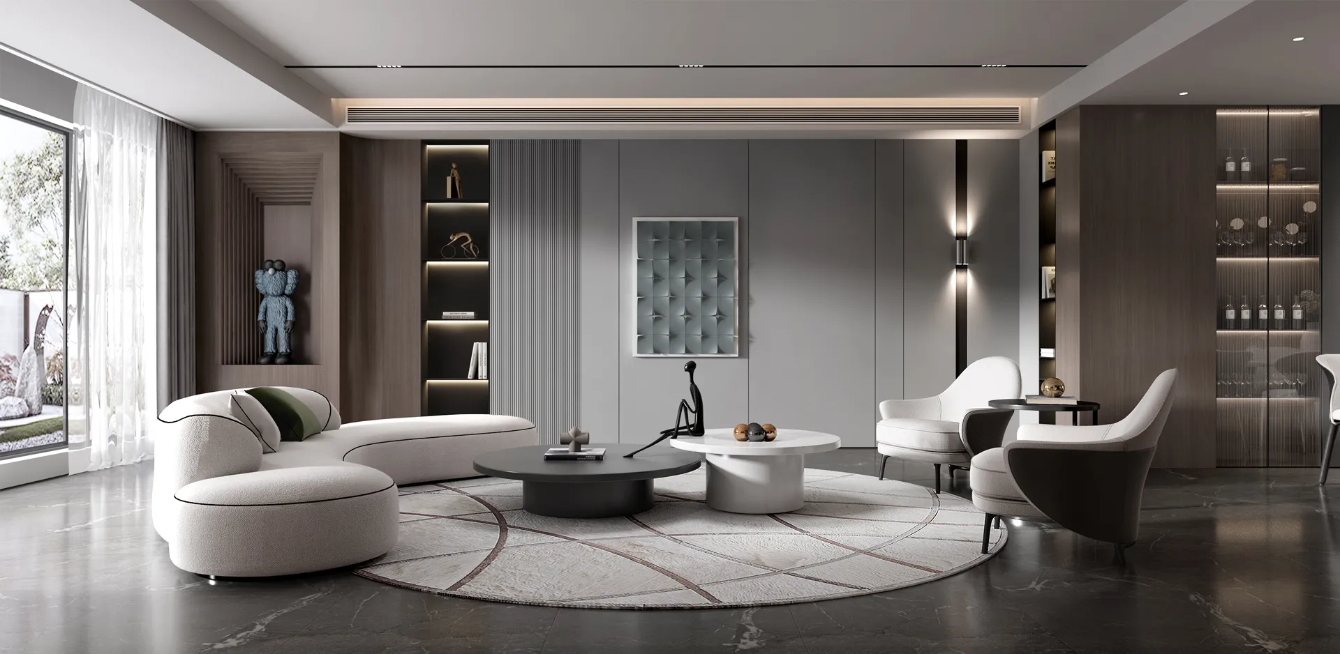 Living Room - Modern Style 3D Scenes - Interior Design - 016