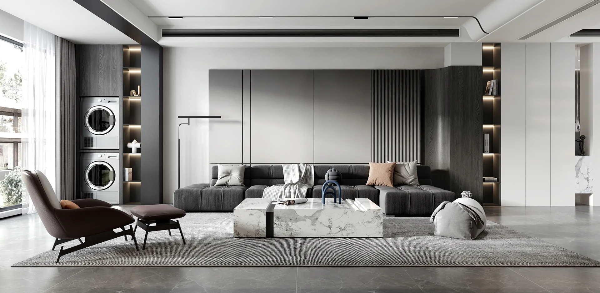 Living Room - Modern Style 3D Scenes - Interior Design - 021