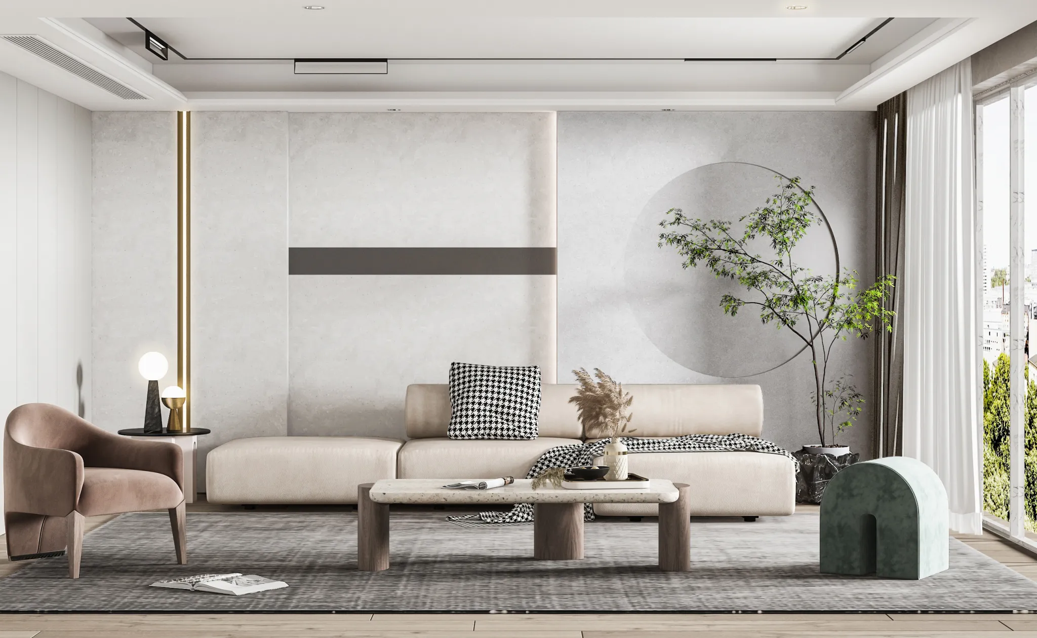 Living Room - Modern Style 3D Scenes - Interior Design - 022