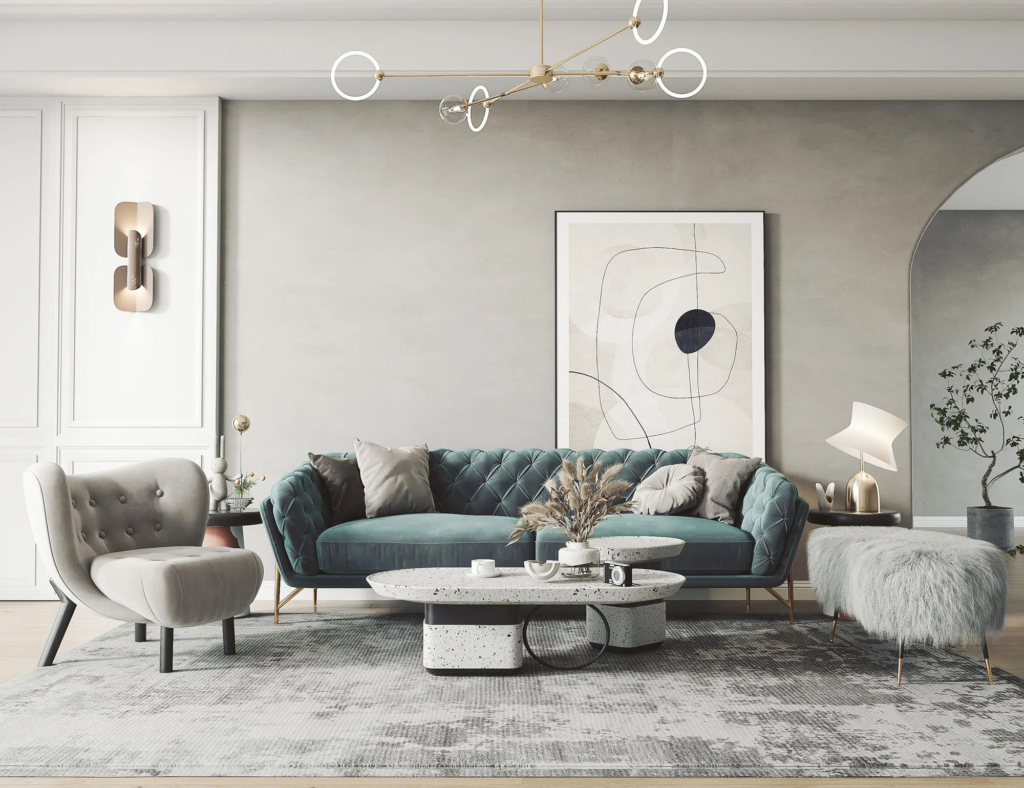 Living Room - Modern Style 3D Scenes - Interior Design - 023