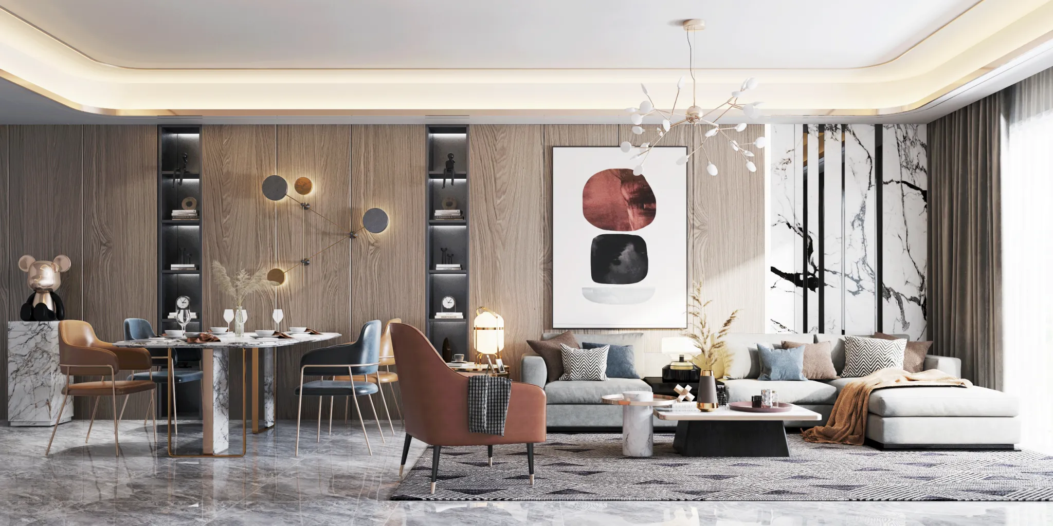 Living Room - Modern Style 3D Scenes - Interior Design - 025