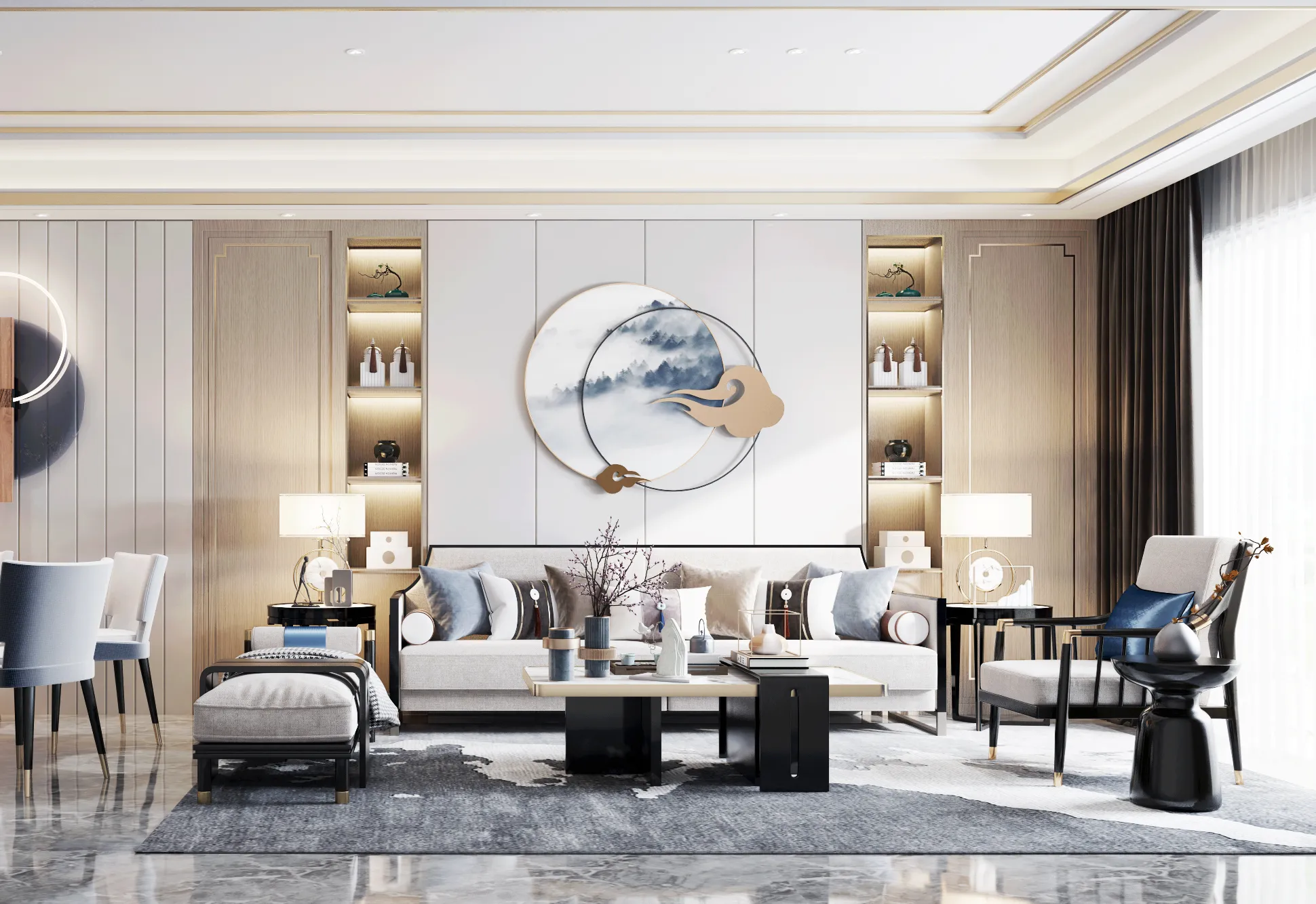 Living Room - Modern Style 3D Scenes - Interior Design - 026