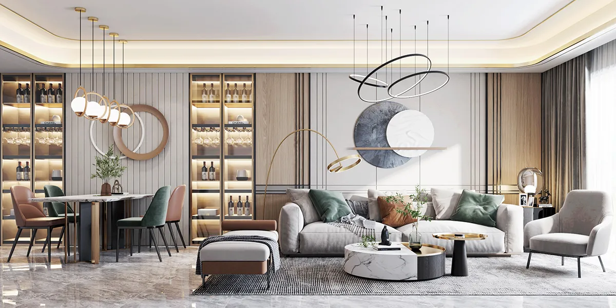 Living Room - Modern Style 3D Scenes - Interior Design - 027