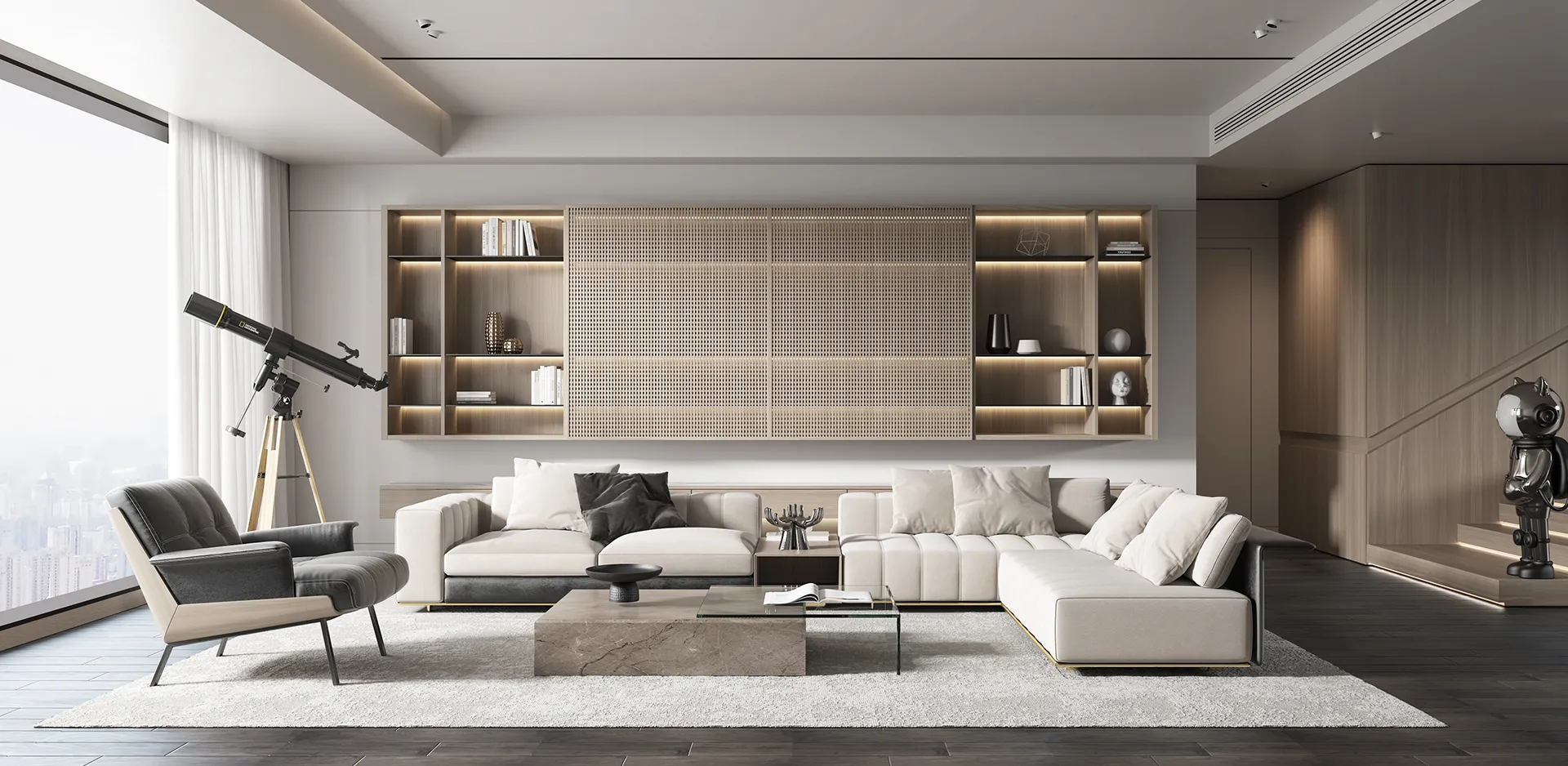 Living Room - Modern Style 3D Scenes - Interior Design - 028