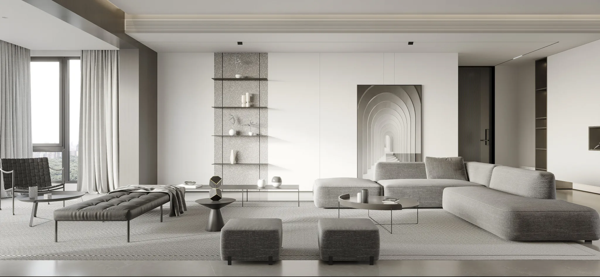 Living Room - Modern Style 3D Scenes - Interior Design - 030