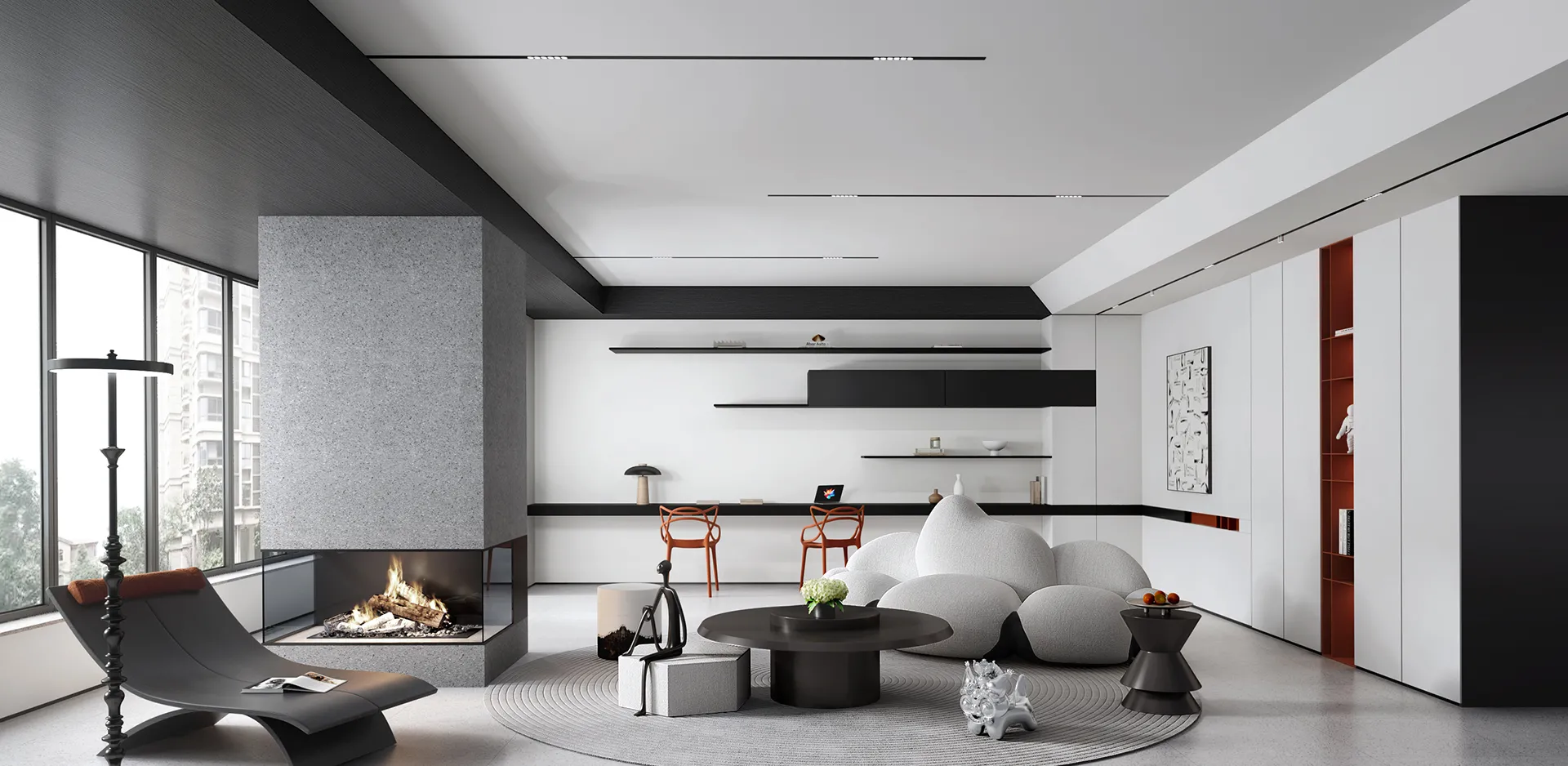 Living Room - Modern Style 3D Scenes - Interior Design - 033