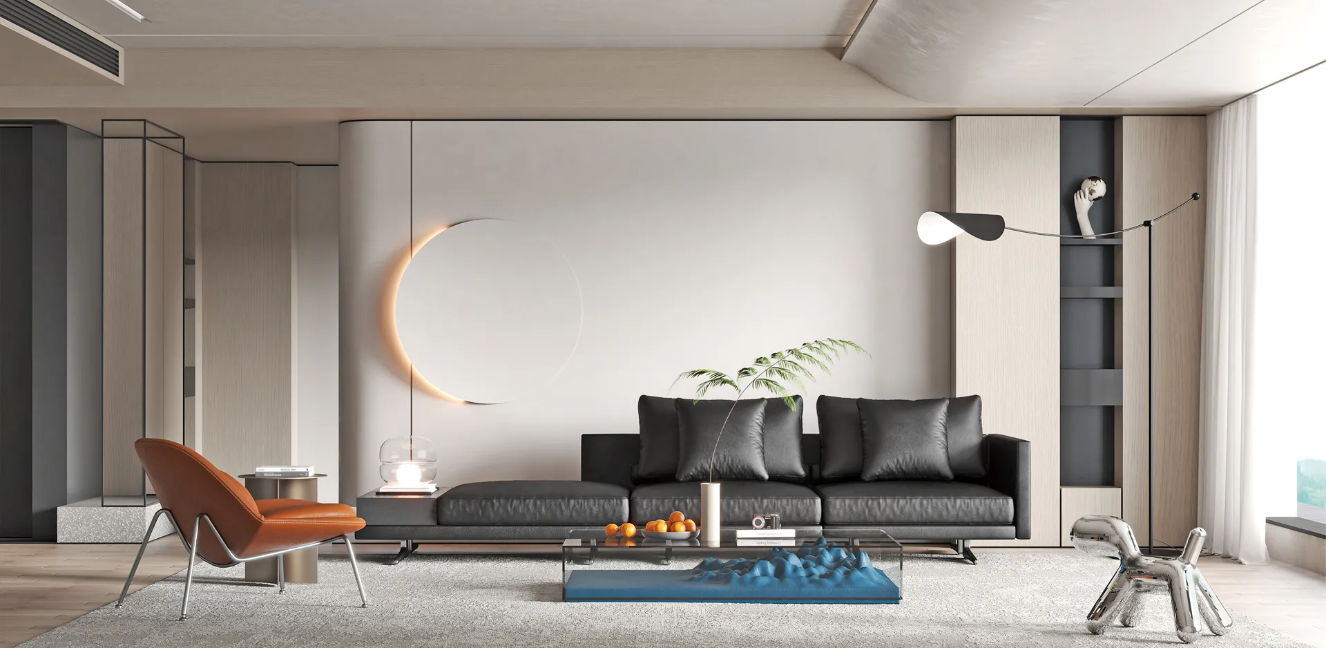 Living Room - Modern Style 3D Scenes - Interior Design - 035