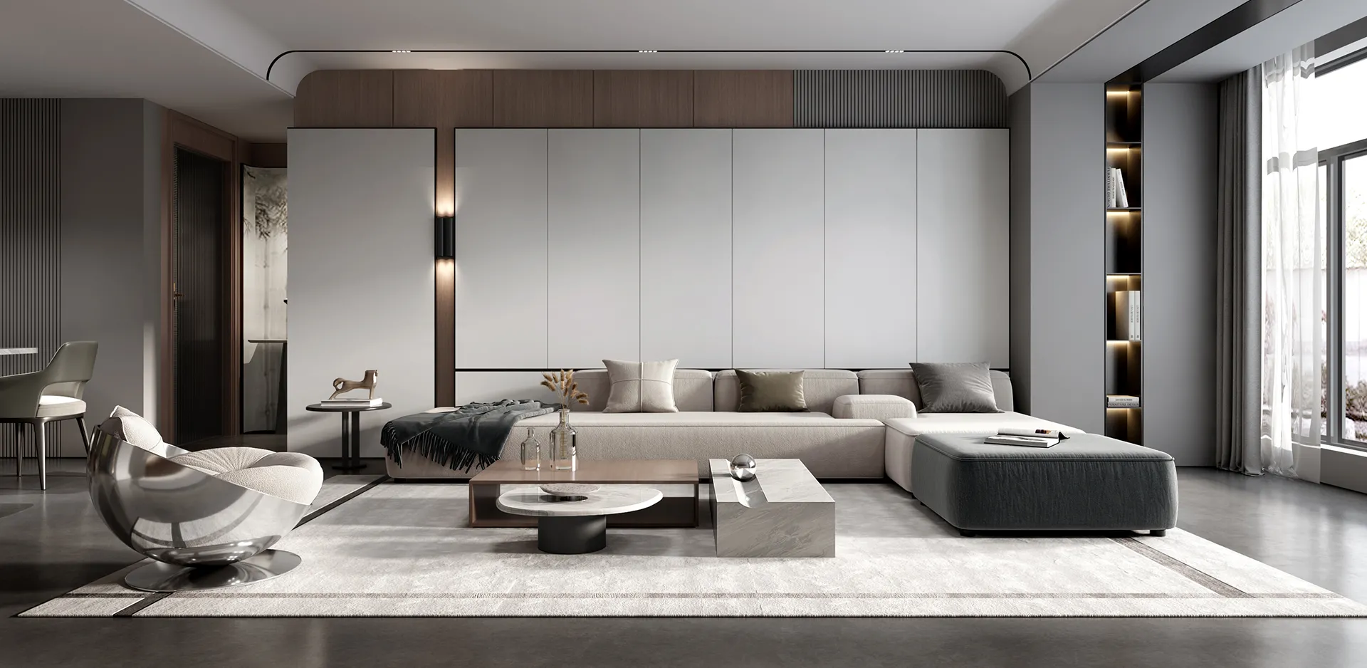 Living Room - Modern Style 3D Scenes - Interior Design - 036