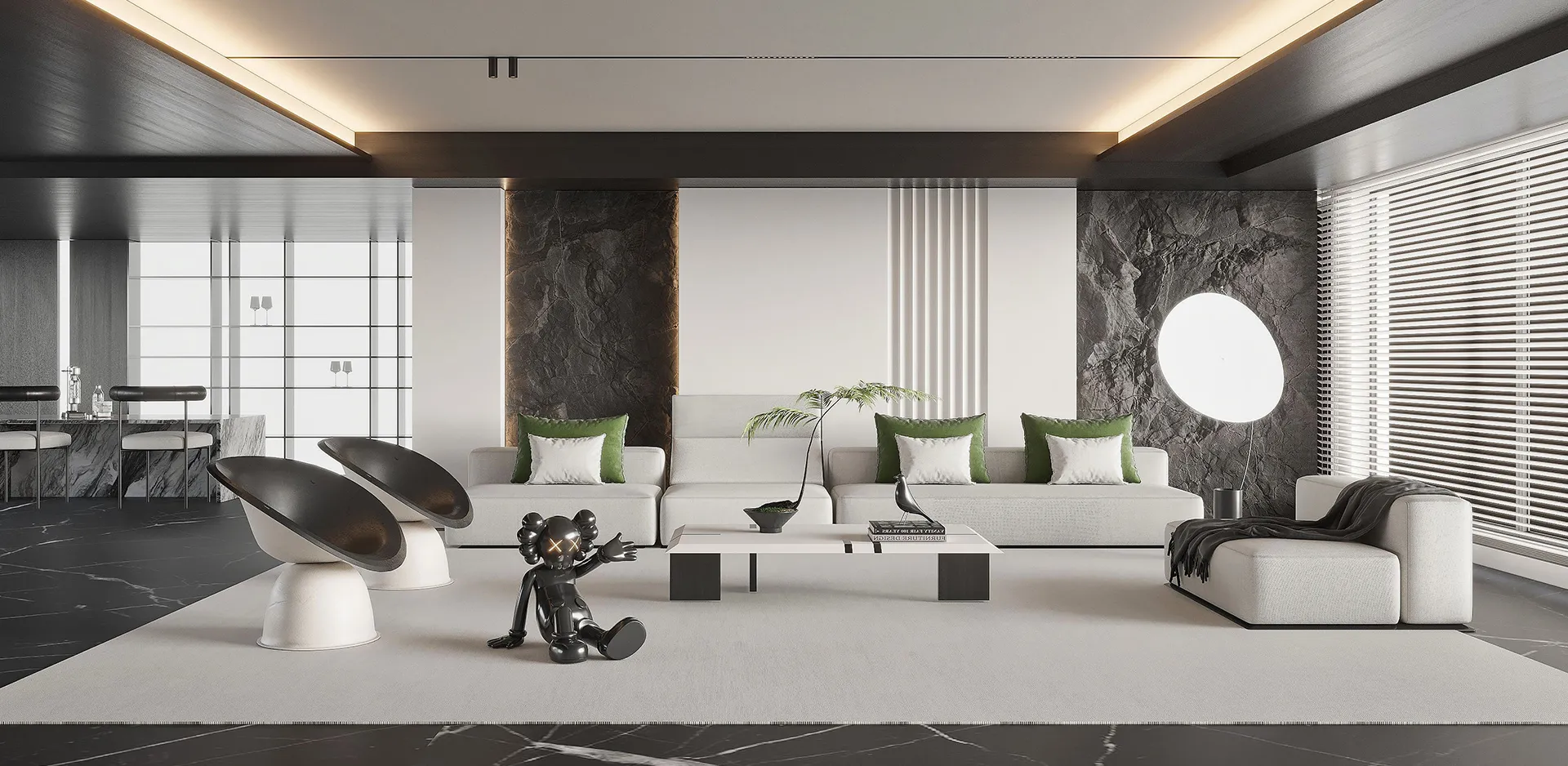 Living Room - Modern Style 3D Scenes - Interior Design - 039