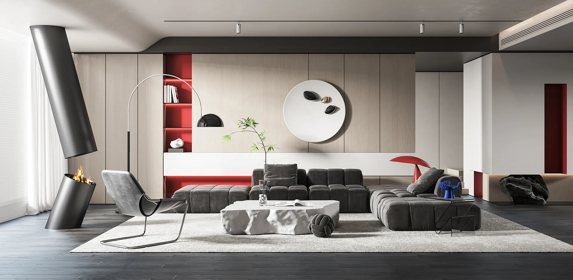 Living Room - Modern Style 3D Scenes - Interior Design - 041